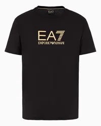 EA7 OFFICIAL STORE T-shirt Girocollo Gold Label In Jersey Cotone Nero