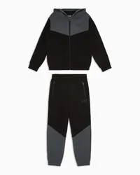 EA7 OFFICIAL STORE Tuta Athletic Colour Block Boy  In Misto Cotone Nero