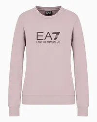 EA7 OFFICIAL STORE Felpa Girocollo Shiny In Cotone Stretch Rosa