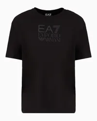 EA7 OFFICIAL STORE T-shirt A Maniche Corte Visibility In Misto Cotone Stretch Nero