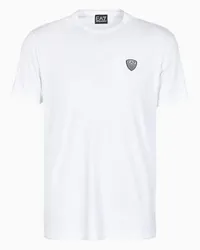 EA7 OFFICIAL STORE T-shirt Girocollo Premium Shield In Misto Viscosa Stretch Bianco