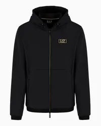 EA7 OFFICIAL STORE Felpa Con Cappuccio Gold Label In Tessuto Tecnico Nero