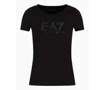 EA7 OFFICIAL STORE T-shirt Girocollo Shiny In Cotone Nero