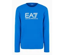 EA7 OFFICIAL STORE T-shirt Girocollo  A Maniche Lunghe Visibility In Cotone Stretch Blu