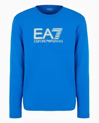 EA7 OFFICIAL STORE T-shirt Girocollo  A Maniche Lunghe Visibility In Cotone Stretch Blu