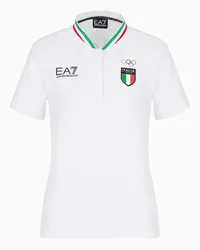 EA7 OFFICIAL STORE Italia Team Paris 2024 Polo Guru Donna  In Tessuto Tecnico Natural Ventus7 Bianco