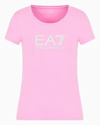 EA7 OFFICIAL STORE T-shirt Girocollo Shiny In Cotone Rosa