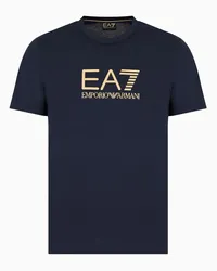 EA7 OFFICIAL STORE T-shirt Girocollo Gold Label In Jersey Cotone Blu