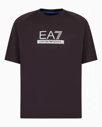 EA7 OFFICIAL STORE T-shirt Girocollo Dynamic Athlete In Tessuto Tecnico Ventus7 Marrone