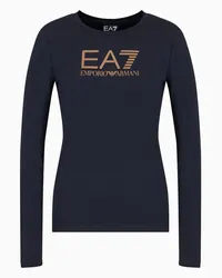 EA7 OFFICIAL STORE T-shirt A Maniche Lunghe Core Lady In Cotone Stretch Blu