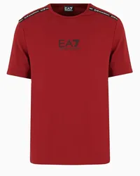 EA7 OFFICIAL STORE T-shirt Girocollo Logo Series In Misto Viscosa Stretch Rosso