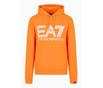 EA7 OFFICIAL STORE Felpa Con Cappuccio Logo Series In Cotone Arancione