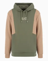 EA7 OFFICIAL STORE Felpa Con Cappuccio Athletic Colour Block In Misto Cotone Militare