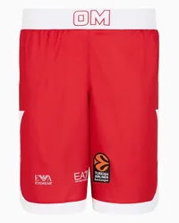 EA7 OFFICIAL STORE Olimpia Milano Shorts Replica Eurolega 23/24 Rosso