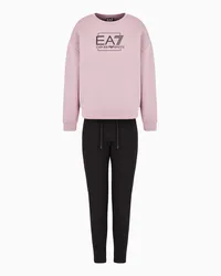 EA7 OFFICIAL STORE Tuta In Misto Cotone Con Logo  Glitter Rosa