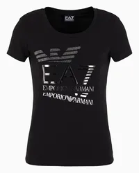 EA7 OFFICIAL STORE T-shirt Girocollo Logo Series In Cotone Stretch Nero