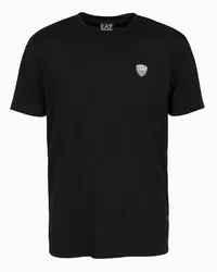 EA7 OFFICIAL STORE T-shirt Girocollo Premium Shield In Misto Viscosa Stretch Nero