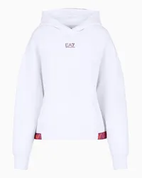 EA7 OFFICIAL STORE Felpa Con Cappuccio Logo Series In Misto Cotone Bianco