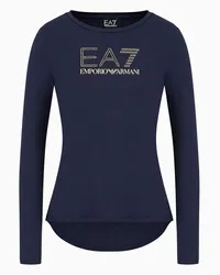 EA7 OFFICIAL STORE T-shirt A Maniche Lunghe Evolution In Cotone E Modal Stretch Blu