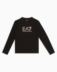 EA7 OFFICIAL STORE T-shirt Girocollo Shiny Girl In Cotone Stretch Nero