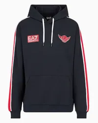 EA7 OFFICIAL STORE Olimpia Milano Felpa Con Cappuccio In Felpa Di Cotone Blu