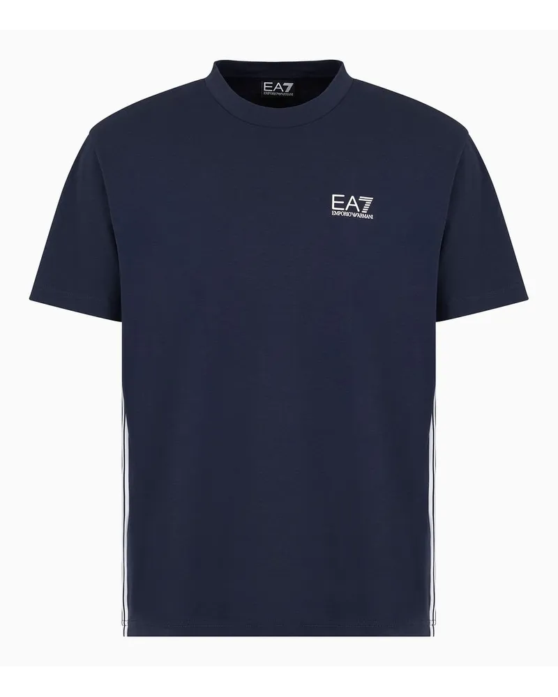 EA7 OFFICIAL STORE T-shirt Girocollo 7 Lines In Cotone Blu