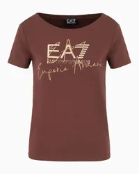 EA7 OFFICIAL STORE T-shirt Girocollo Logo Series In Cotone Stretch Marrone