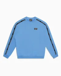 EA7 OFFICIAL STORE Felpa Girocollo Logo Series Boy In Misto Cotone Azzurro