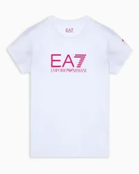 EA7 OFFICIAL STORE T-shirt Girocollo Shiny Girl In Cotone Stretch Bianco