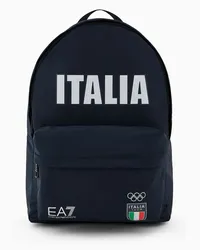 EA7 OFFICIAL STORE Italia Team Paris 2024 Zaino Round In Tessuto Tecnico Blu