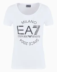 EA7 OFFICIAL STORE T-shirt Girocollo Logo Series Crossover In Cotone Stretch Bianco