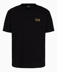 EA7 OFFICIAL STORE T-shirt Girocollo Logo Series In Jersey Di Cotone Nero