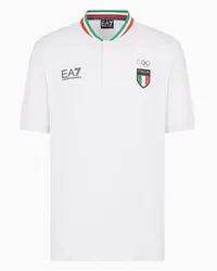 EA7 OFFICIAL STORE Italia Team Paris 2024 Polo Guru Uomo  In Tessuto Tecnico Natural Ventus7 Bianco