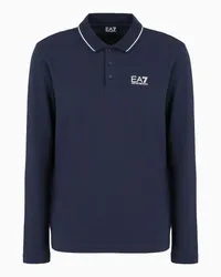 EA7 OFFICIAL STORE Polo A Maniche Lunghe Core Identity In Cotone Stretch Blu