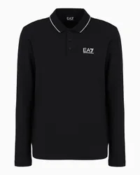 EA7 OFFICIAL STORE Polo A Maniche Lunghe Core Identity In Cotone Stretch Nero