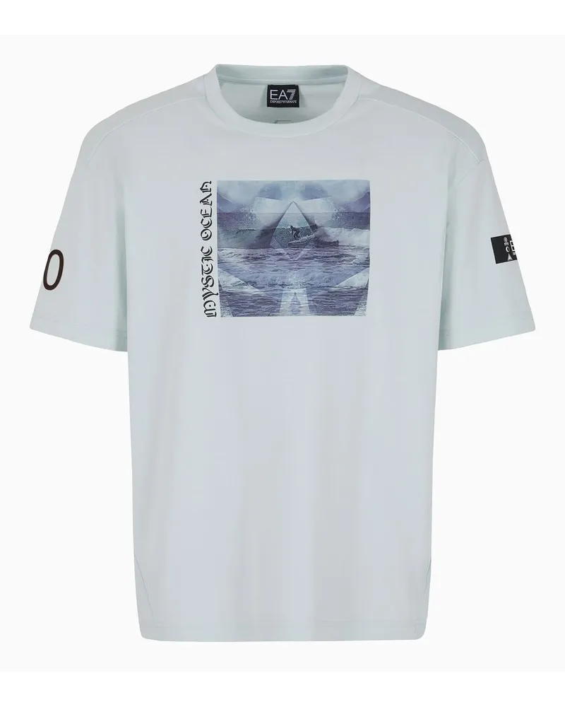 EA7 OFFICIAL STORE T-shirt Girocollo 7.0 In Cotone Ghiaccio