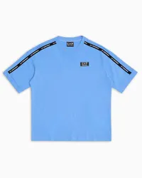 EA7 OFFICIAL STORE T-shirt Girocollo Logo Series Boy In Cotone Azzurro