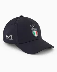 EA7 OFFICIAL STORE Italia Team Paris 2024 Cappello Baseball In Cotone Blu