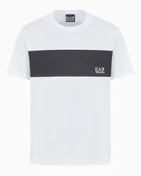 EA7 OFFICIAL STORE T-shirt Girocollo Athletic Colour Block In Cotone Organico Bianco