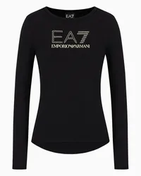 EA7 OFFICIAL STORE T-shirt A Maniche Lunghe Evolution In Cotone E Modal Stretch Nero