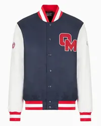 EA7 OFFICIAL STORE Olimpia Milano Bomber Bicolore In Tessuto Tecnico Blu