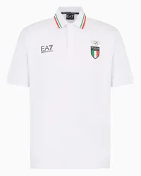 EA7 OFFICIAL STORE Italia Team Paris 2024 Polo Uomo In Cotone Organico E Modal Bianco