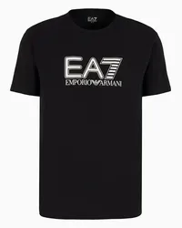 EA7 OFFICIAL STORE T-shirt Girocollo  A Maniche Corte Visibility In Cotone Stretch Nero