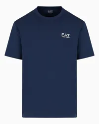 EA7 OFFICIAL STORE T-shirt Girocollo Logo Series In Jersey Di Cotone Blu