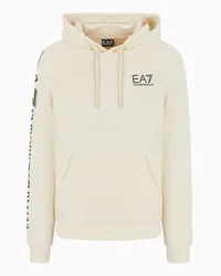 EA7 OFFICIAL STORE Felpa Con Cappuccio Logo Series In Misto Cotone Beige