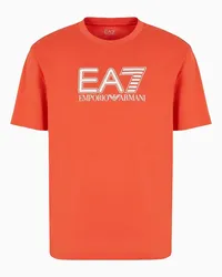 EA7 OFFICIAL STORE T-shirt Girocollo Visibility In Jersey Di Cotone Arancione