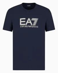 EA7 OFFICIAL STORE T-shirt Girocollo  A Maniche Corte Visibility In Cotone Stretch Blu