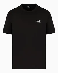 EA7 OFFICIAL STORE T-shirt Girocollo Logo Series In Jersey Di Cotone Nero