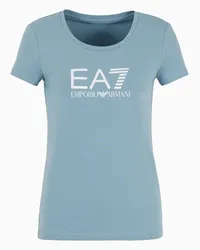 EA7 OFFICIAL STORE T-shirt Girocollo Shiny In Cotone Blu