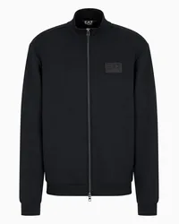 EA7 OFFICIAL STORE Felpa Con Zip Lux Identity In Misto Modal Nero